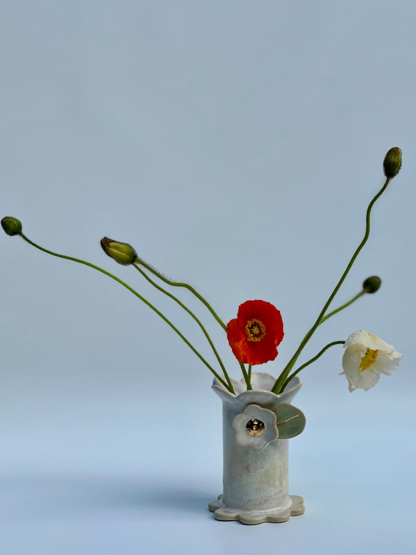 Cream and Pink Ikebana Flower Vase, Small