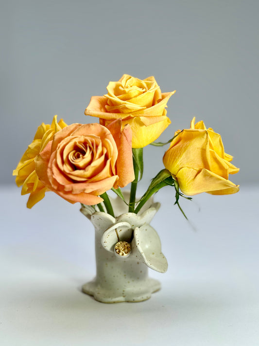 White Matte Speckle Flower Vase, Small