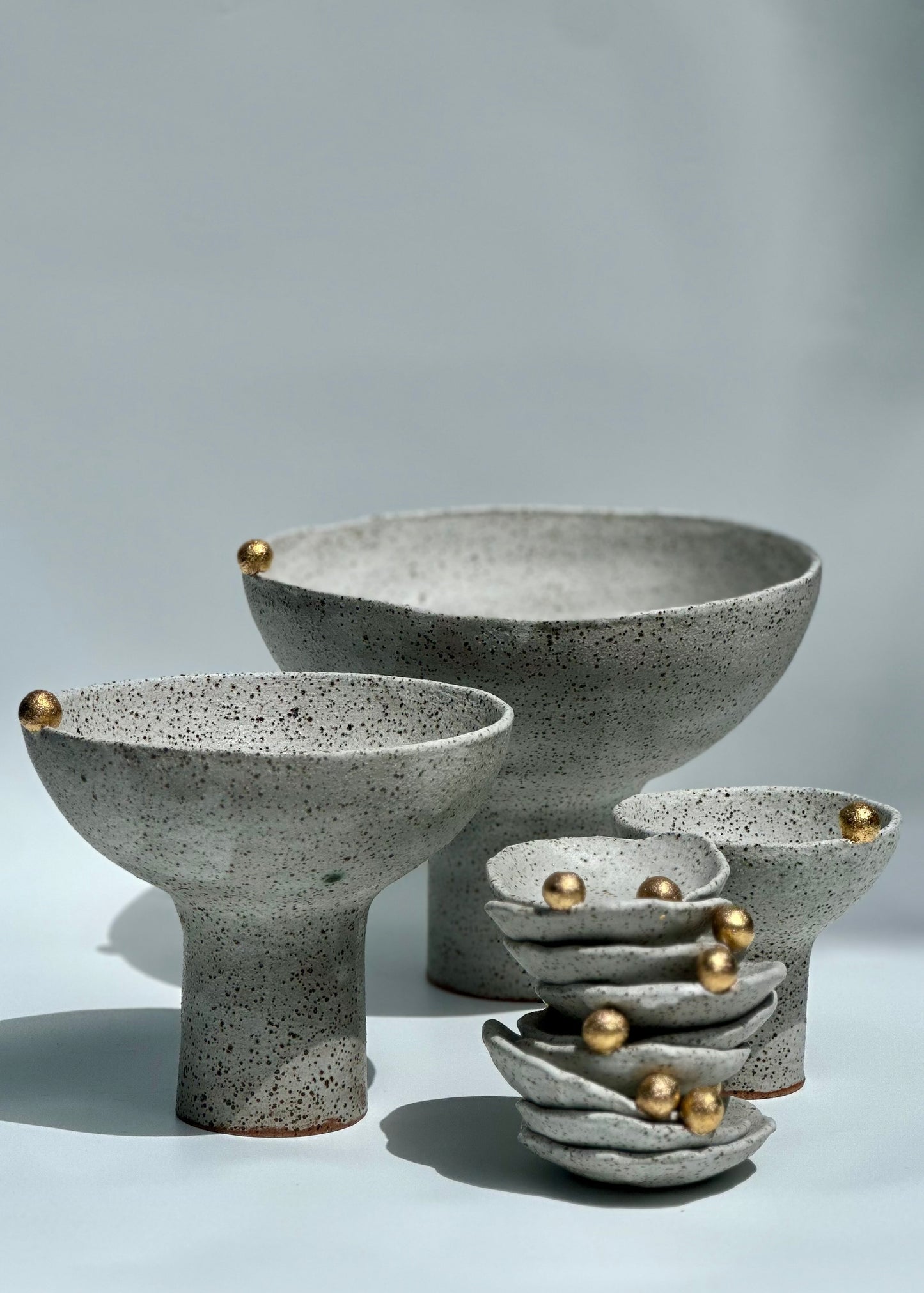 White Speckled Footed Bowl - One Gold Bauble