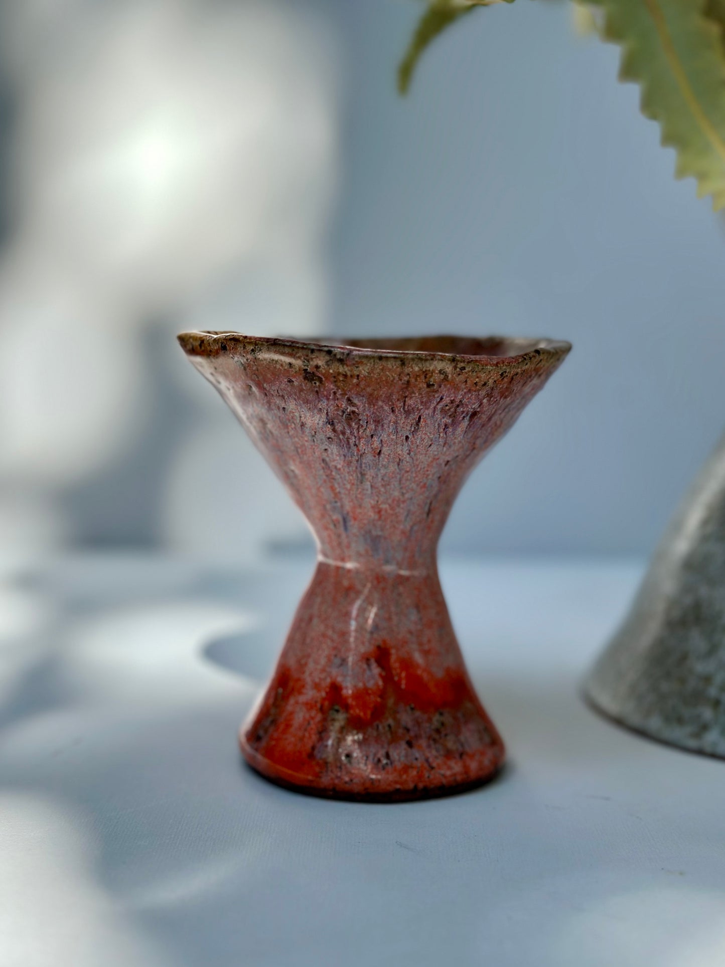 Small Tangerine Hourglass Single Bloom Vase