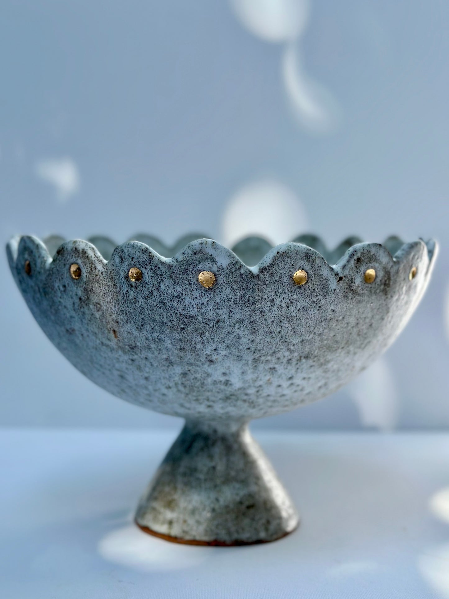 Scalloped Edge Pedestal Bowl, Large