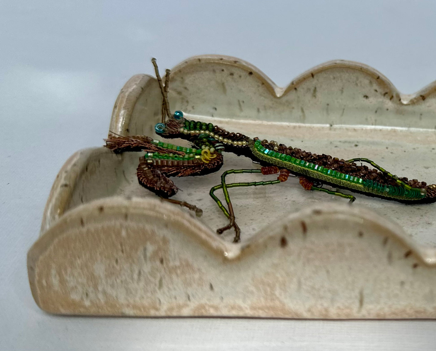 White with Blush Pink Edges Speckled Scalloped Tray