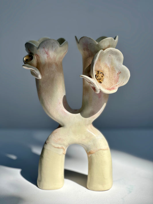 Flowers and Flame Vase, Peaches and Cream