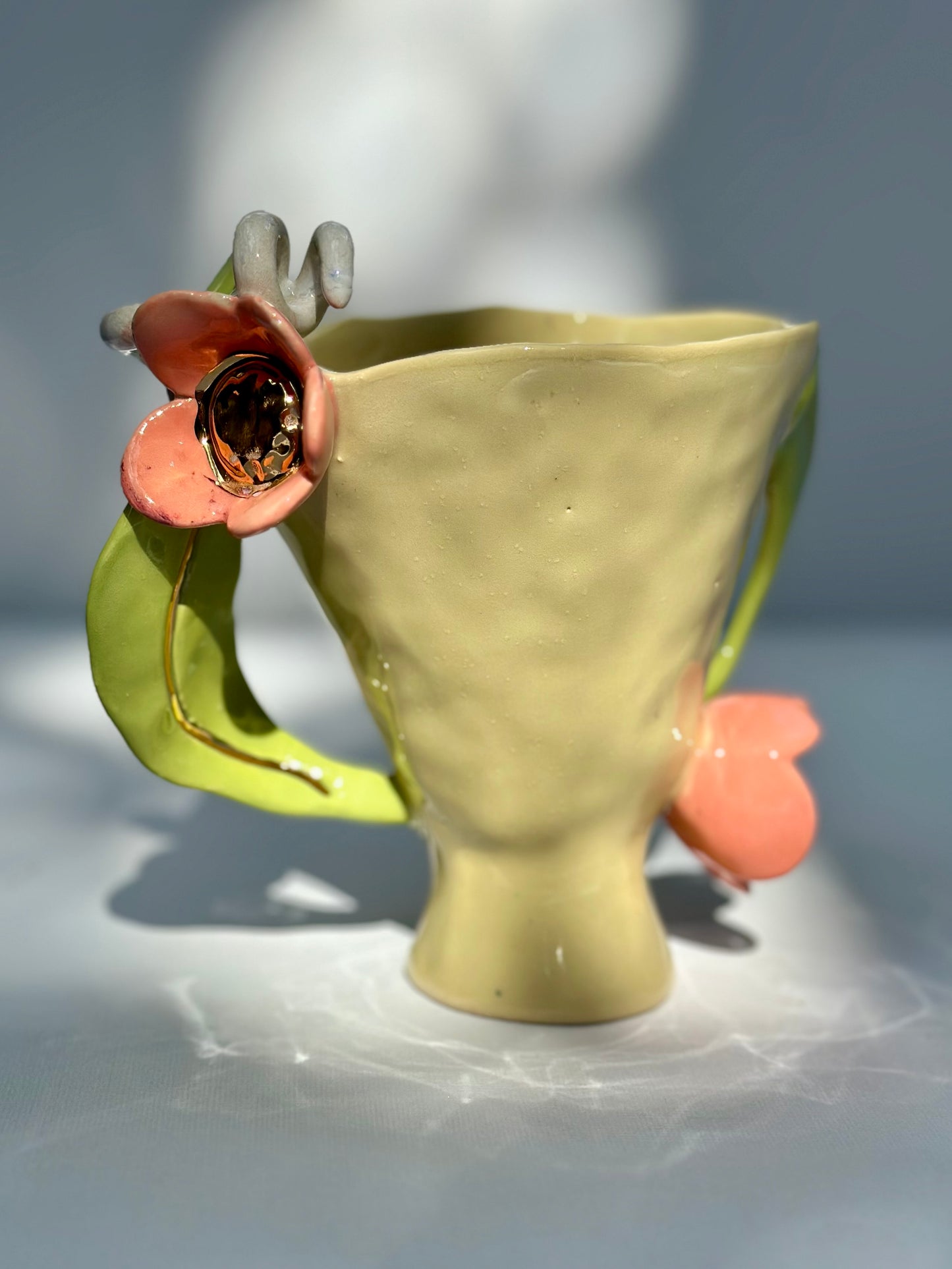 Gail, Yellow Tulip Trophy with Green Leaf Handles