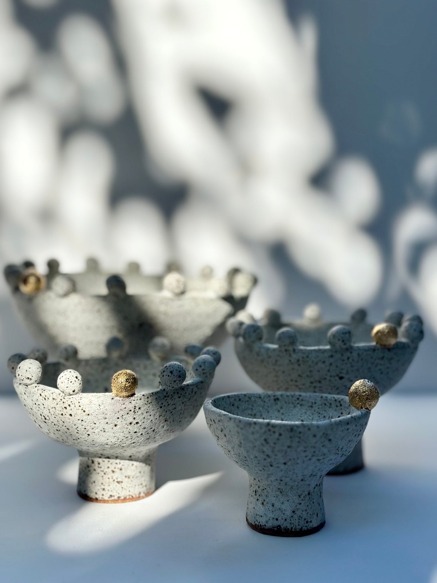 White Speckled Footed Bowl, Large
