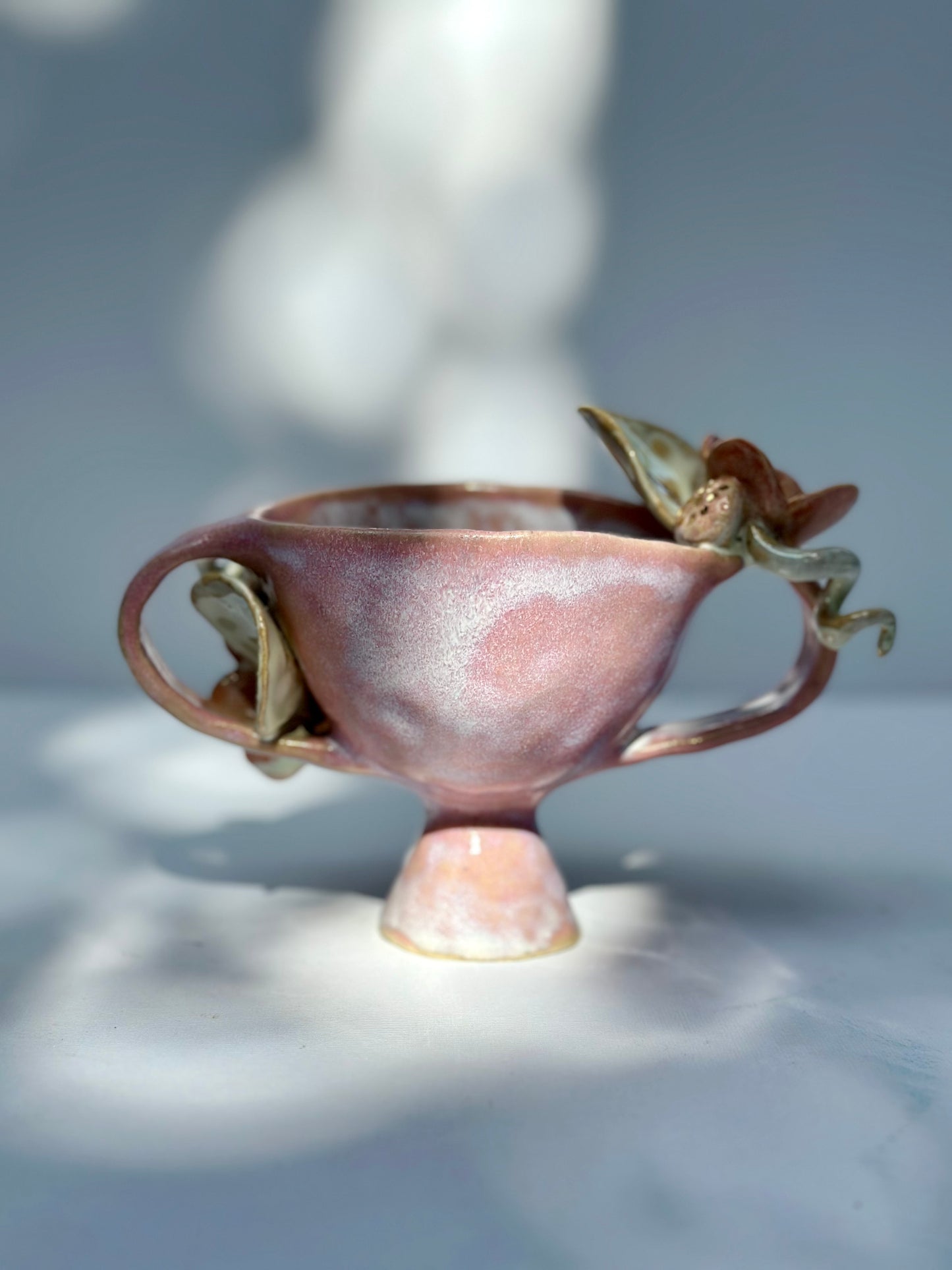 Jane, Pink and White Trophy with Lustered Blooms