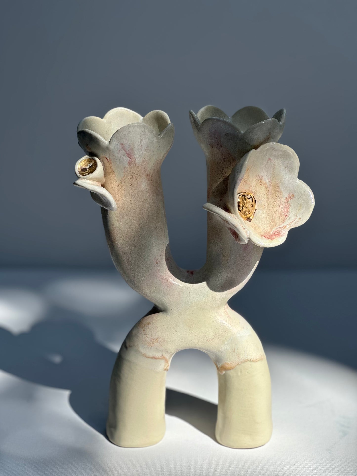 Flowers and Flame Vase, Peaches and Cream