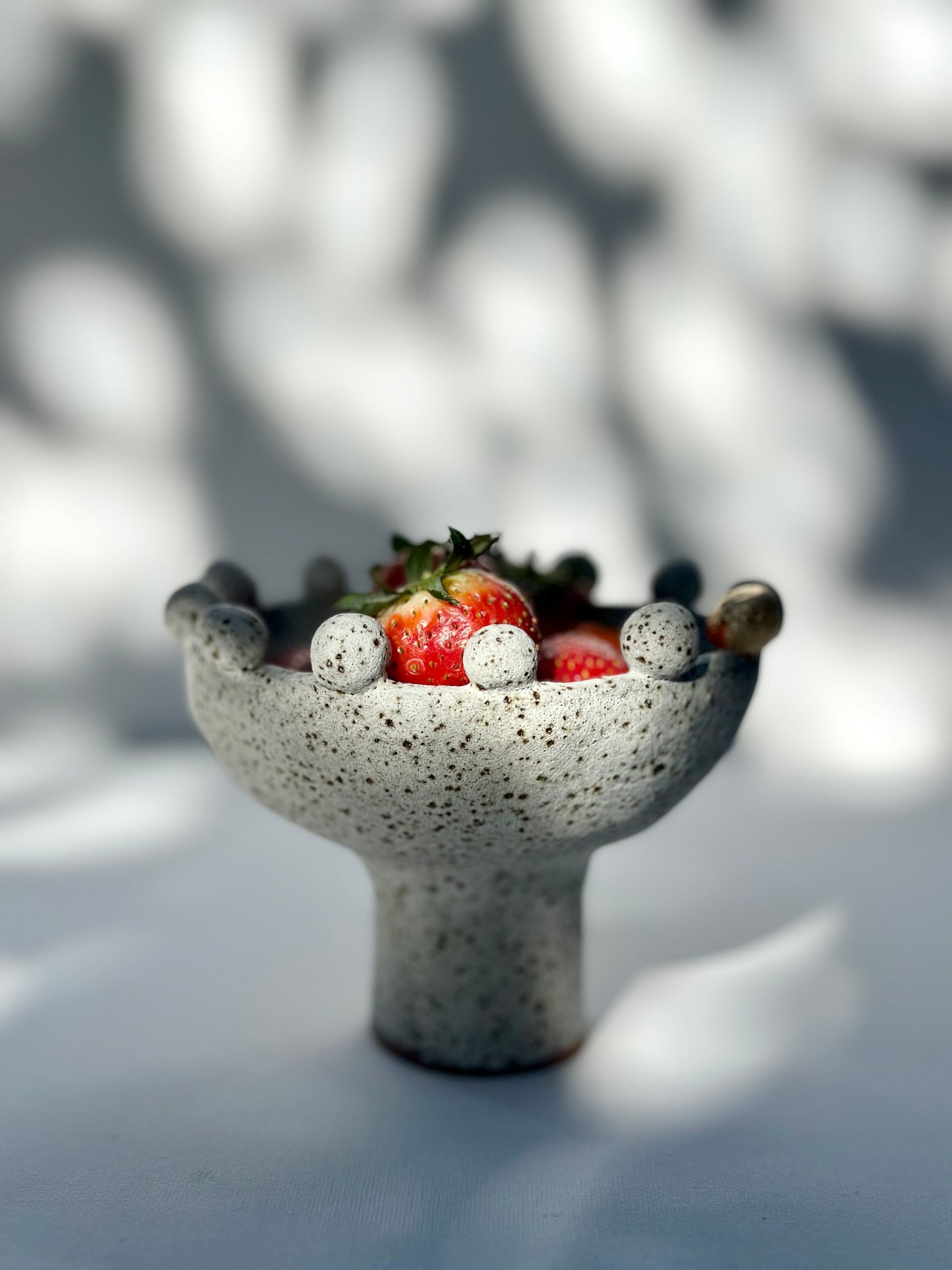 White Speckled Footed Bowl, Large