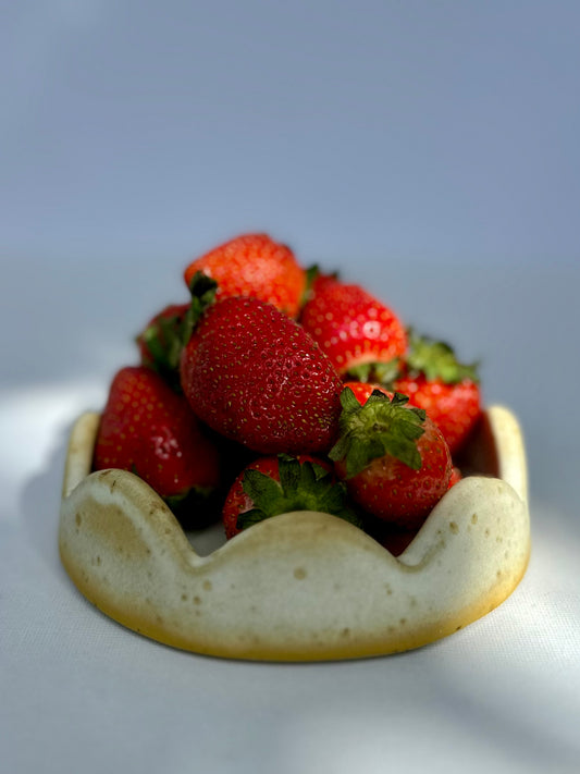 Yellow Scalloped Round Tray