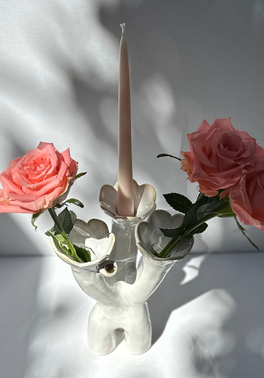 Flowers and Flame Vase, Triple Stem