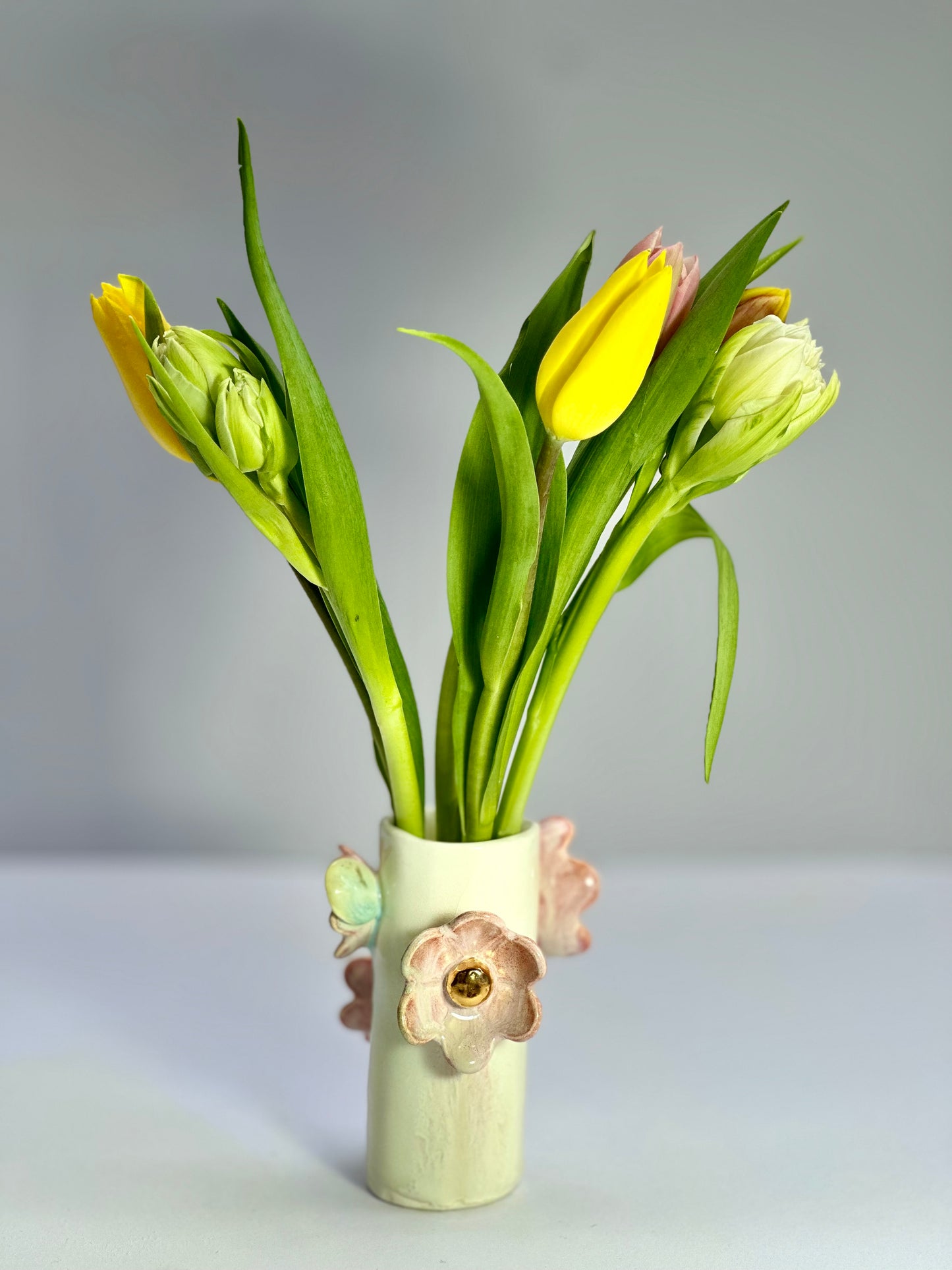 White Porcelain Vase with Pink Flowers, 13