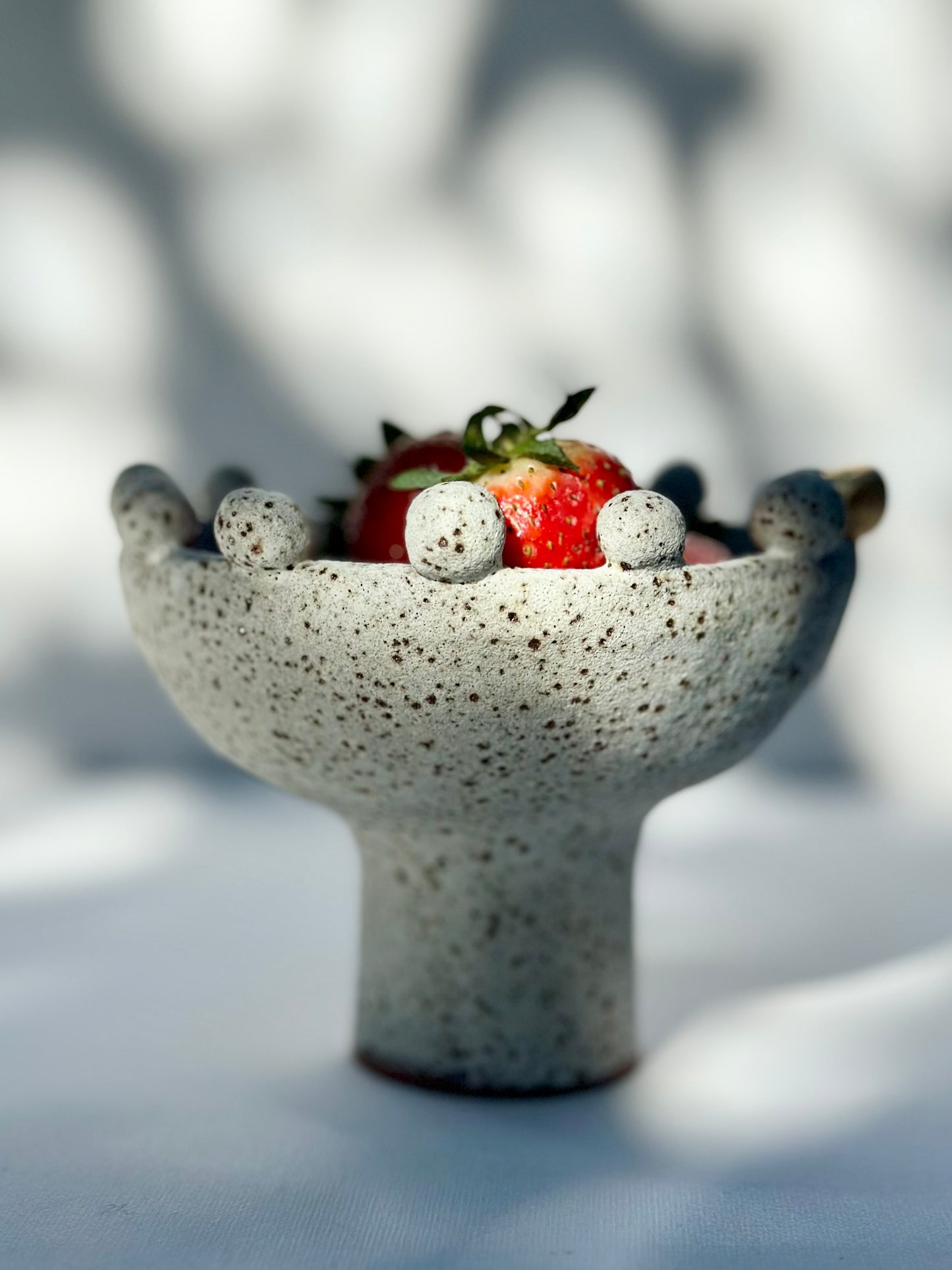 White Speckled Footed Bowl, Large