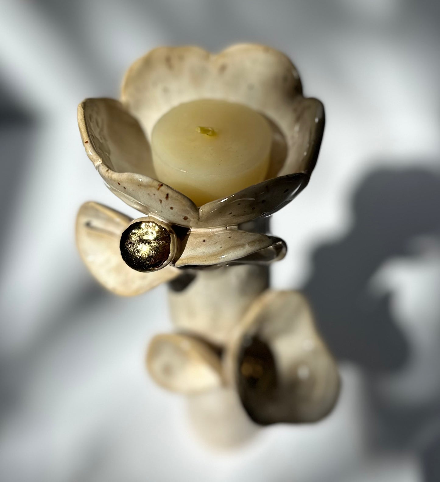 Flower and Flame Vase, Apricot and Gold