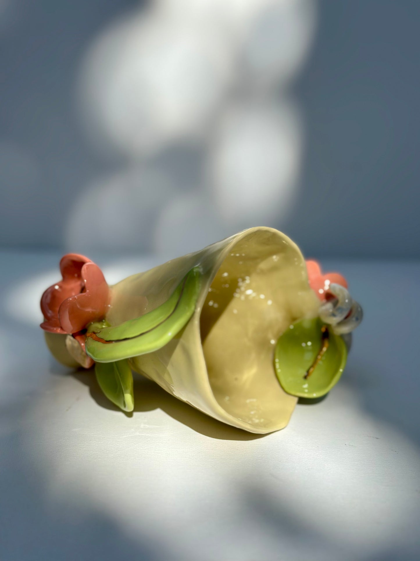 Gail, Yellow Tulip Trophy with Green Leaf Handles