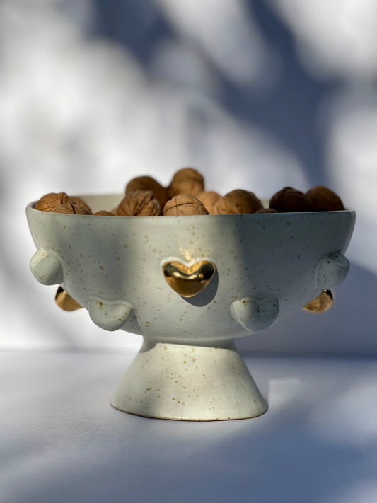 Golden Hearted Pedestal Bowl, Large