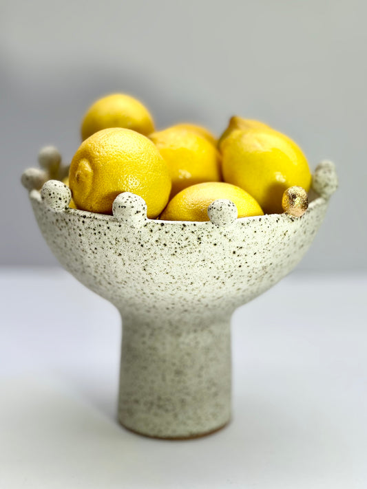White Speckled Footed Bowl
