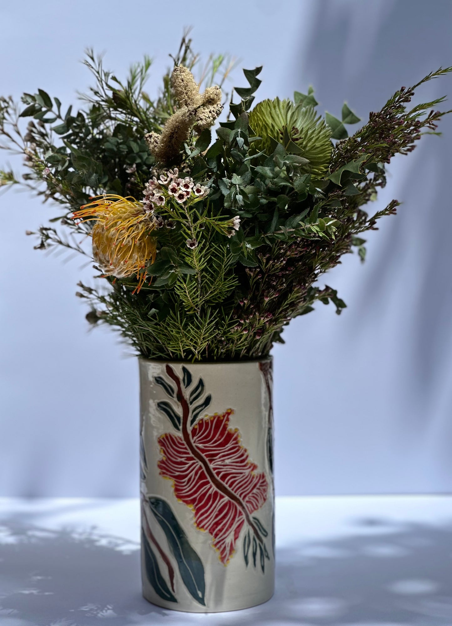 Australian Blooms Sgraffito Vase, Medium, 36