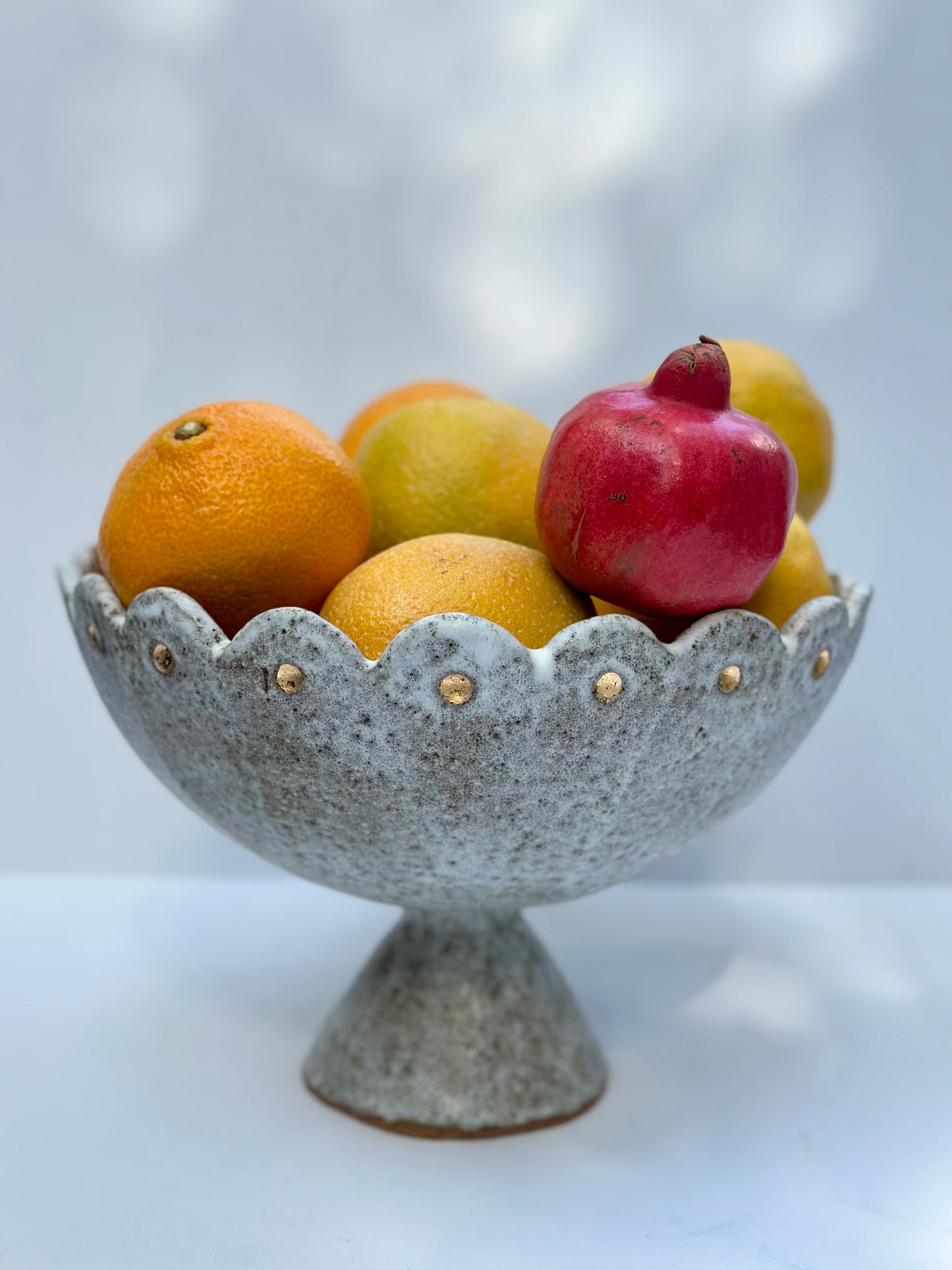 Scalloped Edge Pedestal Bowl, Large