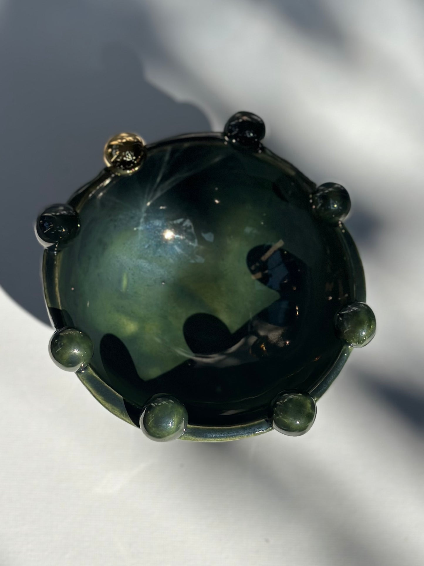 Green Speckled Footed Bowl