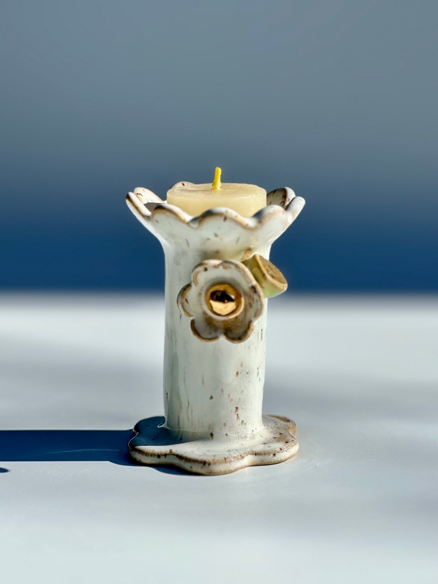 Blossom White Flower and Flame Vase, Small