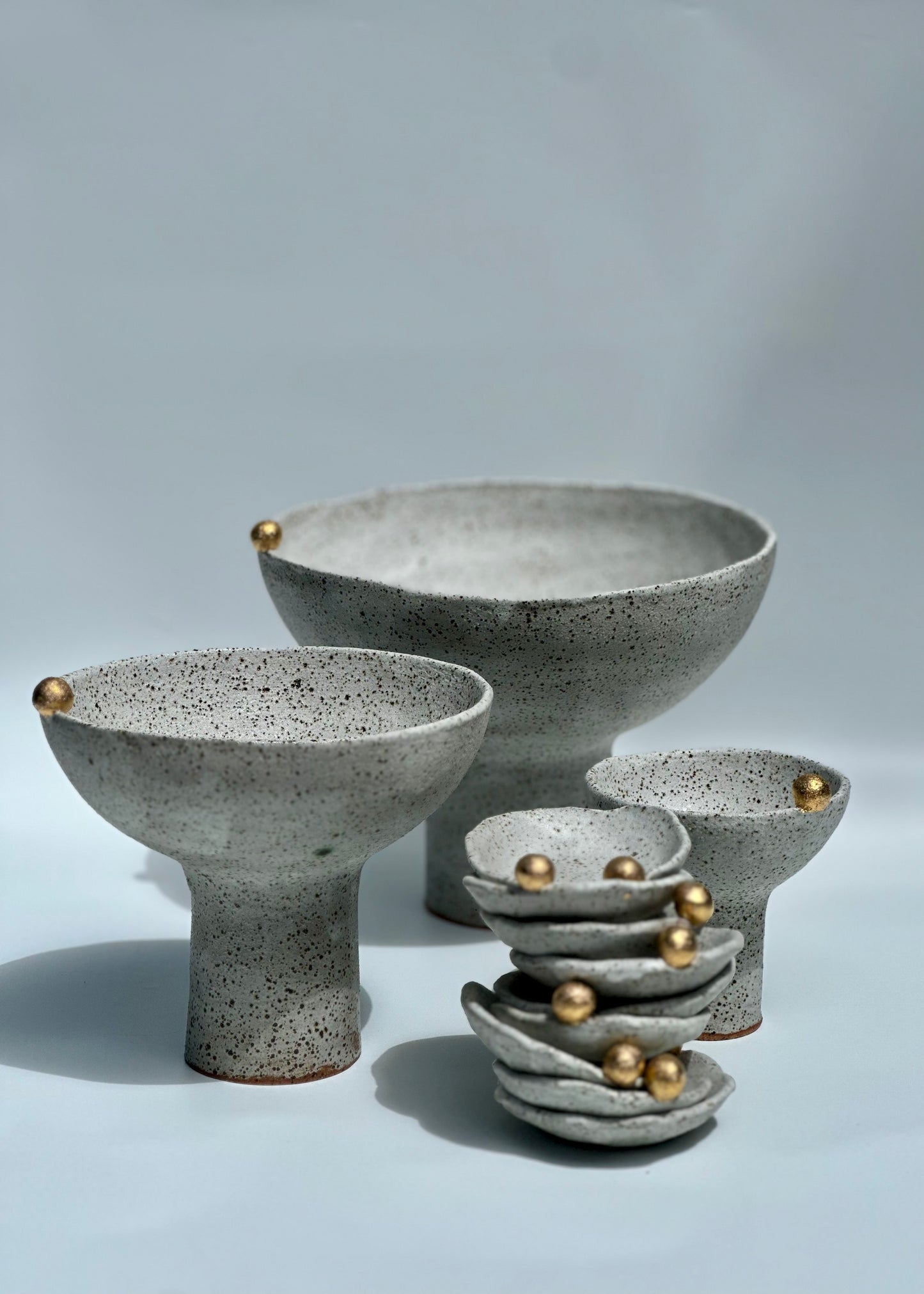 Small White Speckled Footed Bowl - One Gold Bauble
