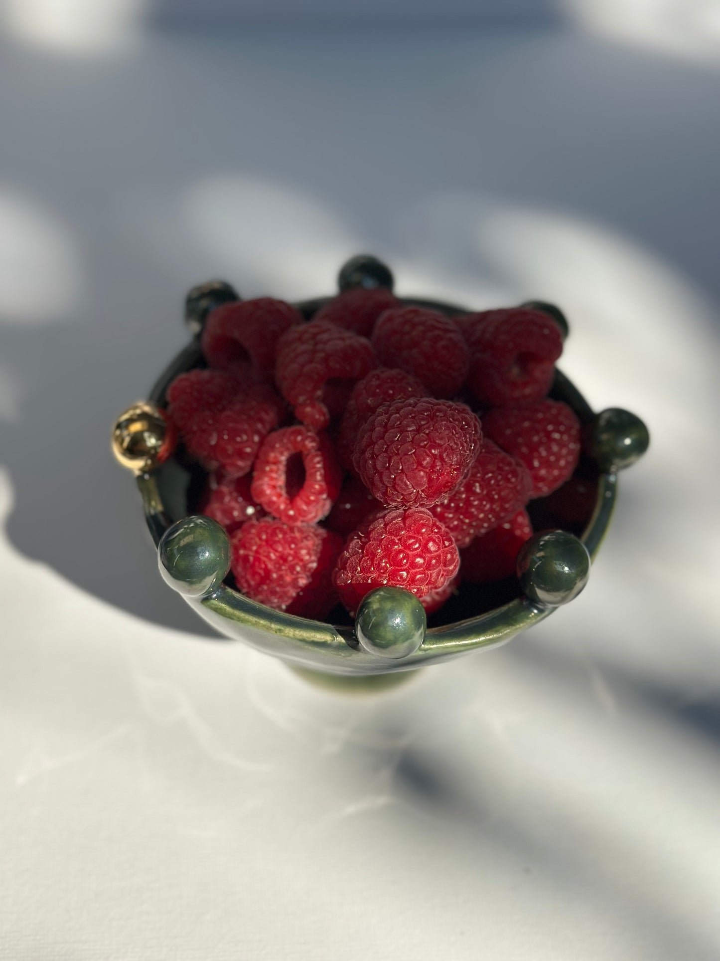 Green Speckled Footed Bowl