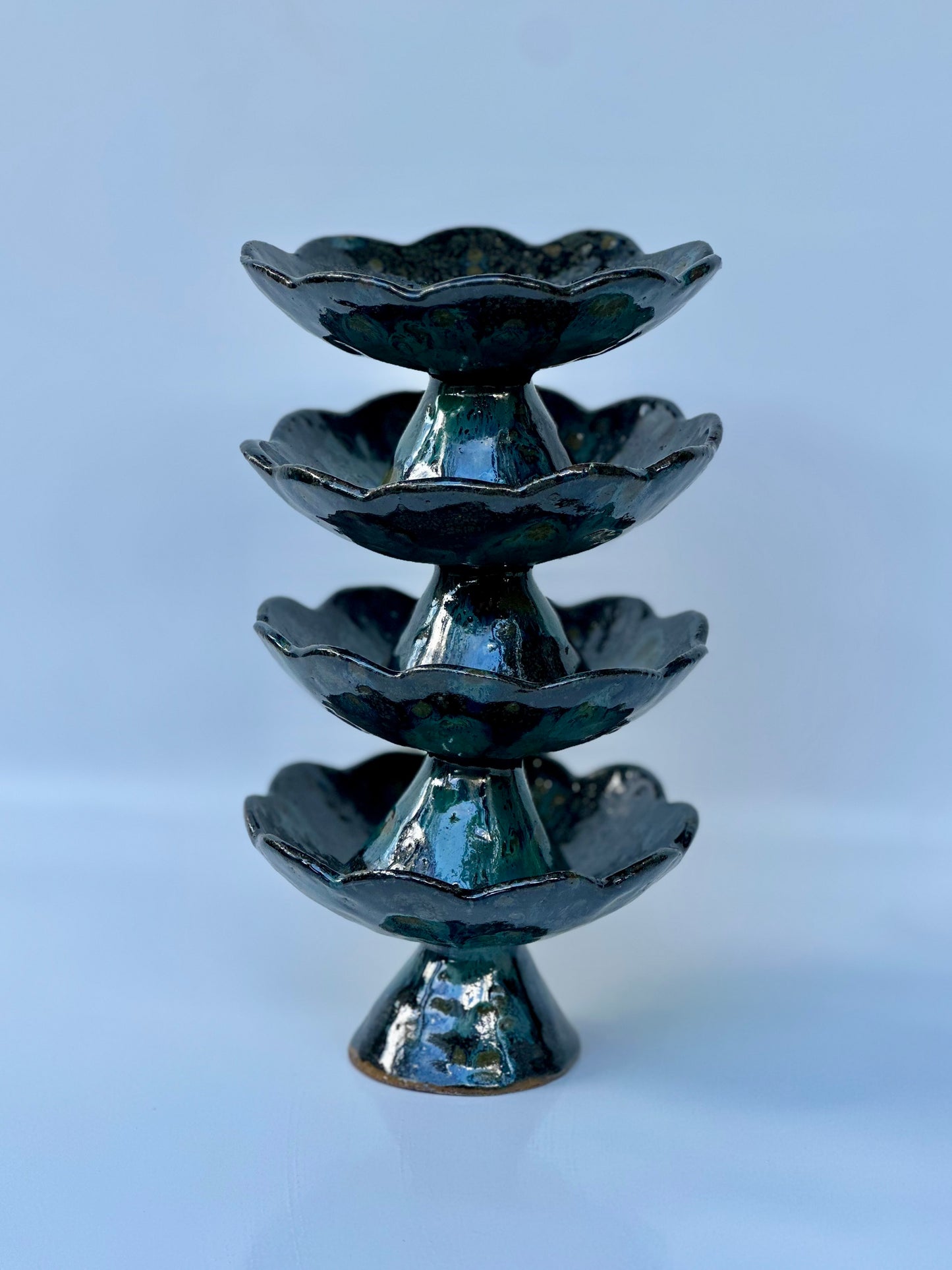 Dark Flower Pedestal Bowls