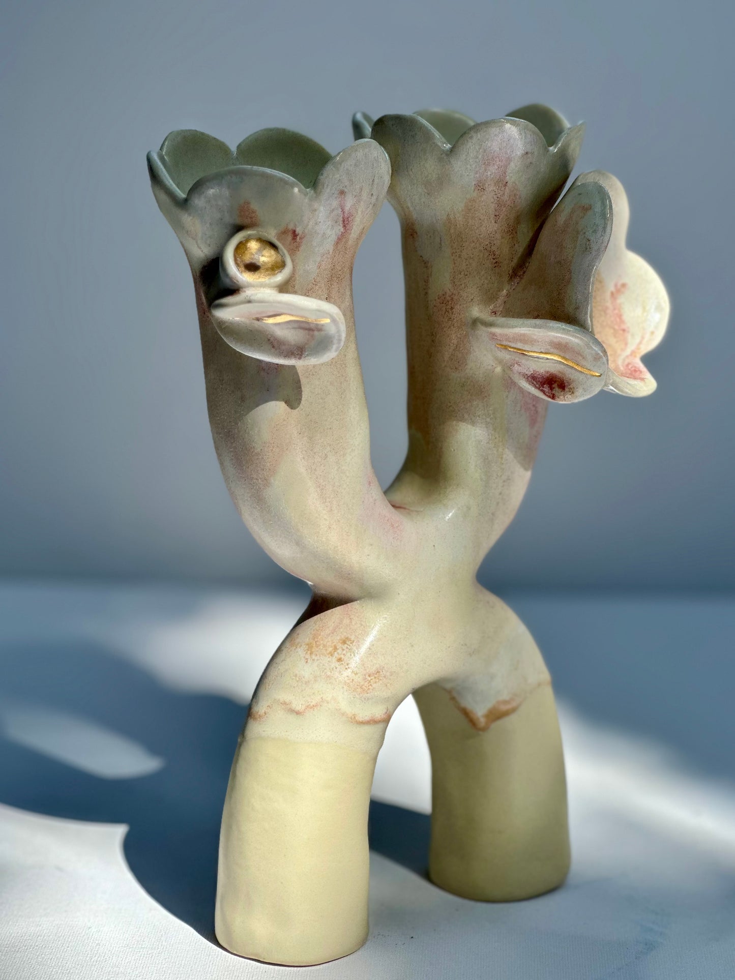 Flowers and Flame Vase, Peaches and Cream