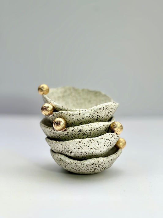 Speckled Dish with Gold Bauble
