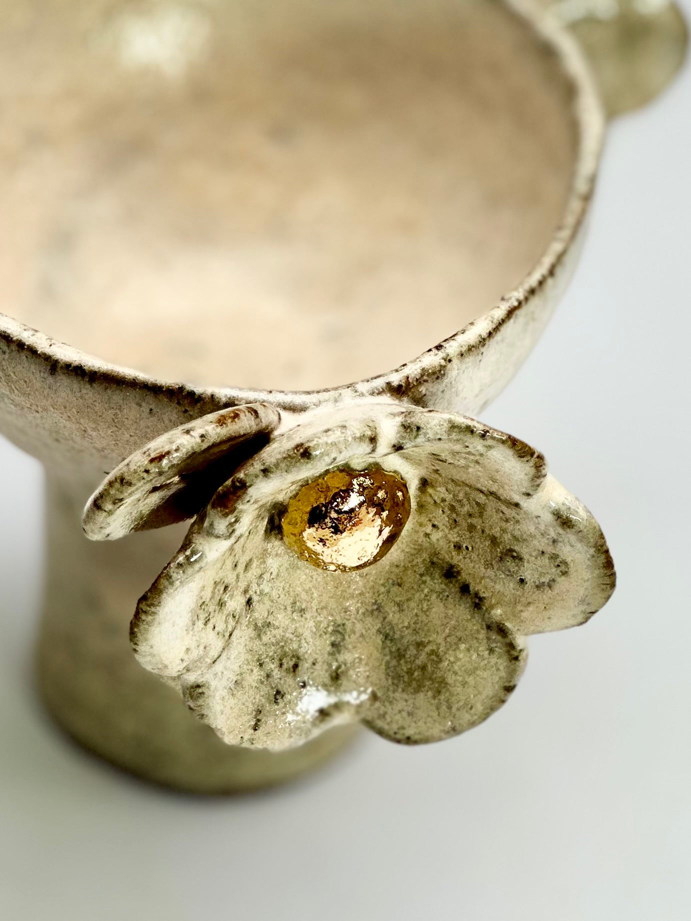 Blossom Pink Speckled Footed Bowl with Gold Lustered Blooms