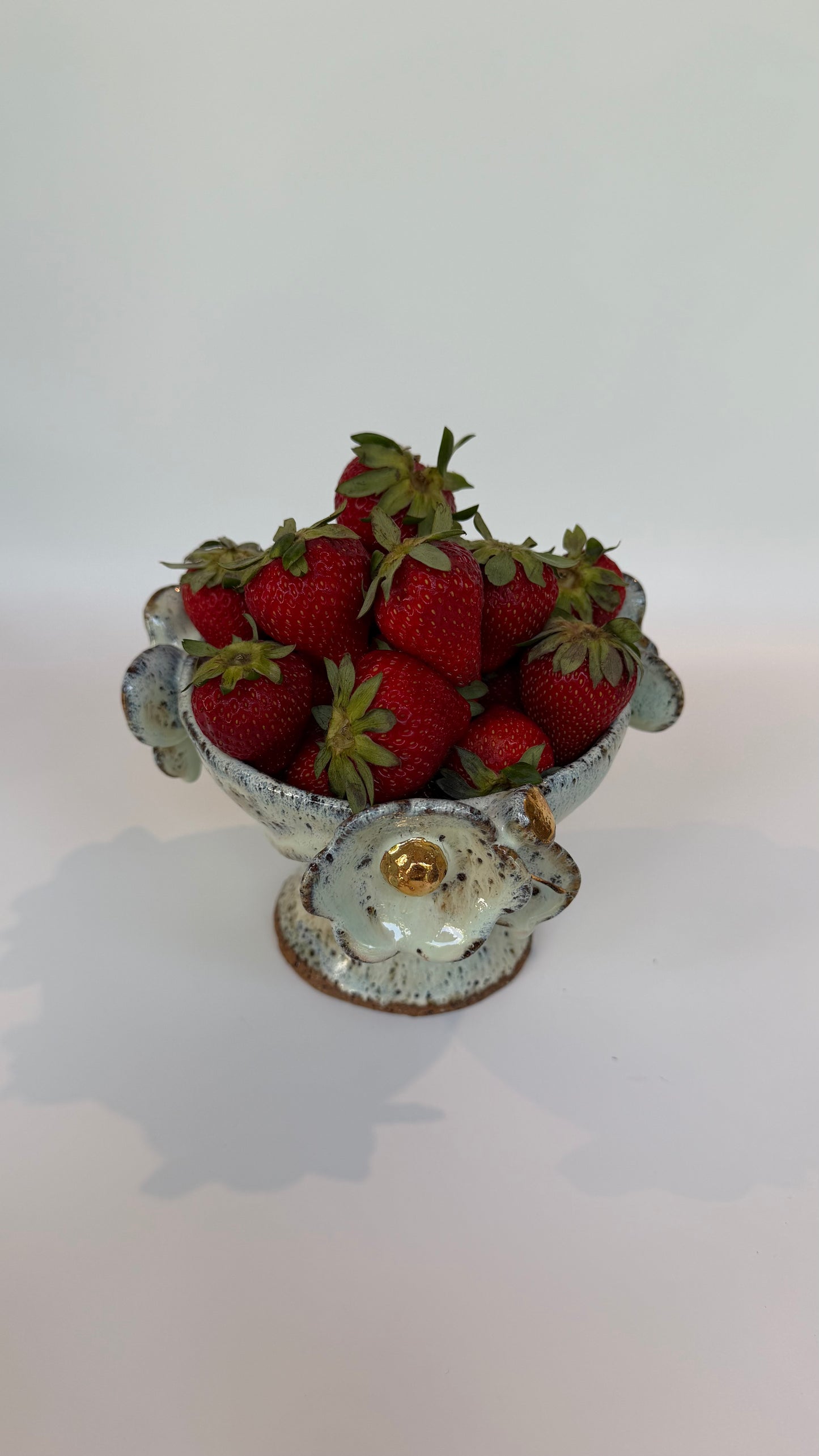 Green Speckled Bowl with Gold Lustered Blooms - Camila