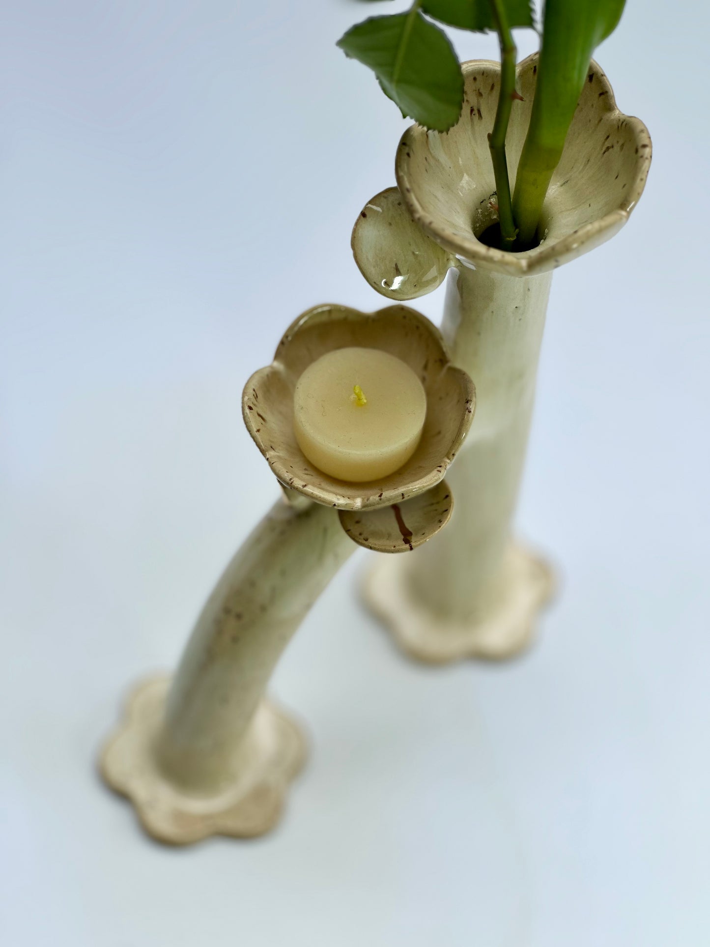 Apricot Flowers and Flame Vase, Tall