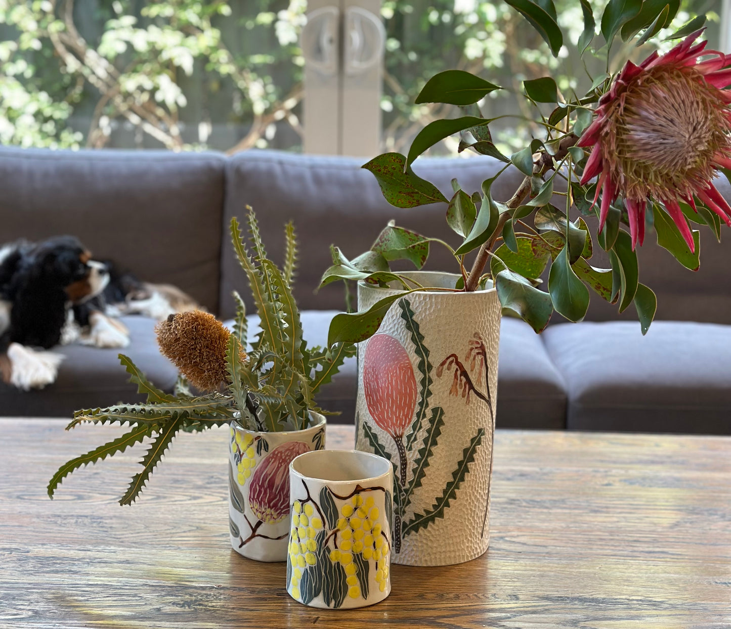 Australian Blooms Sgraffito Vase, Extra Large