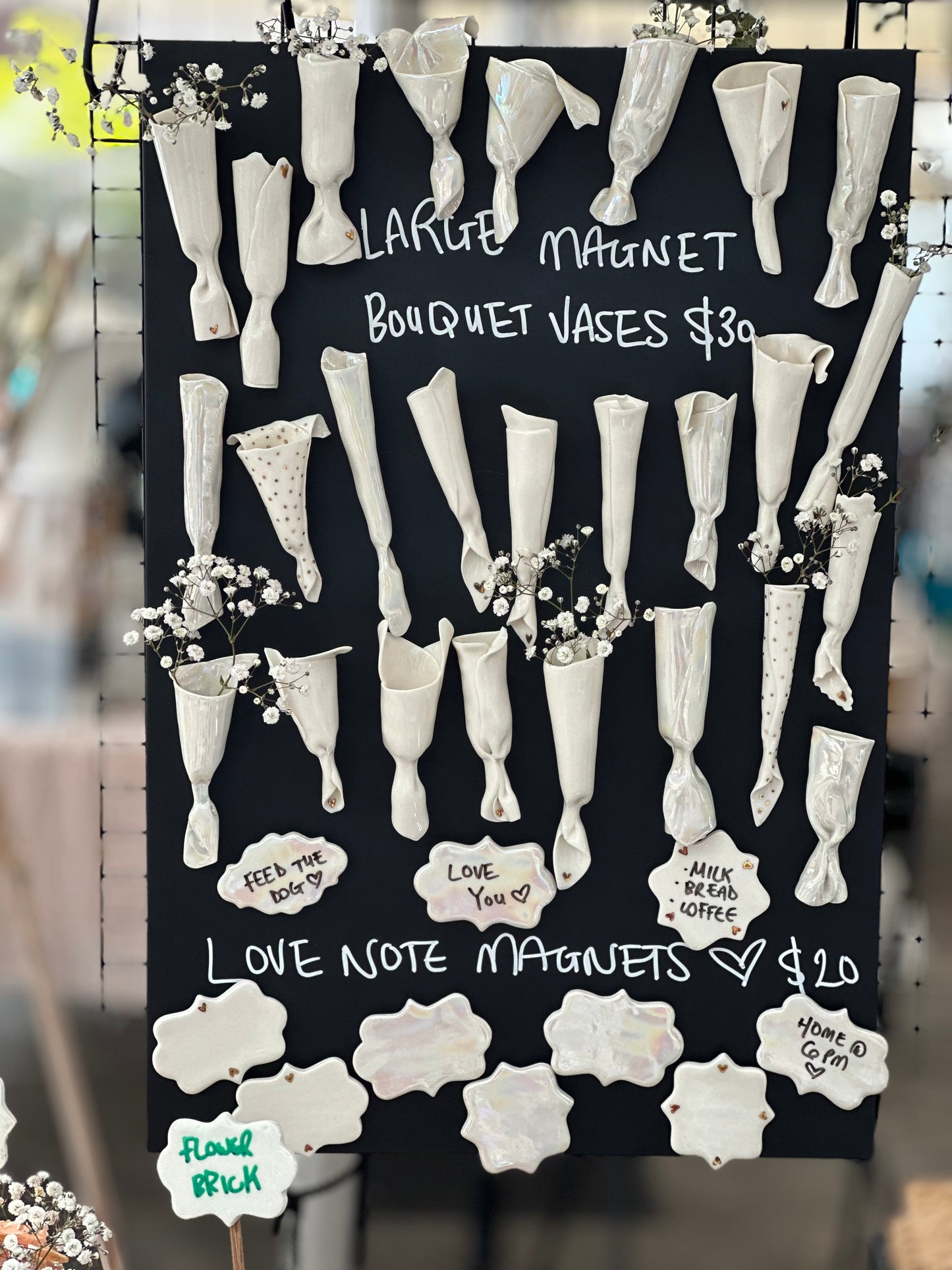 Large Bouquet Vase Magnets - Golden Heart