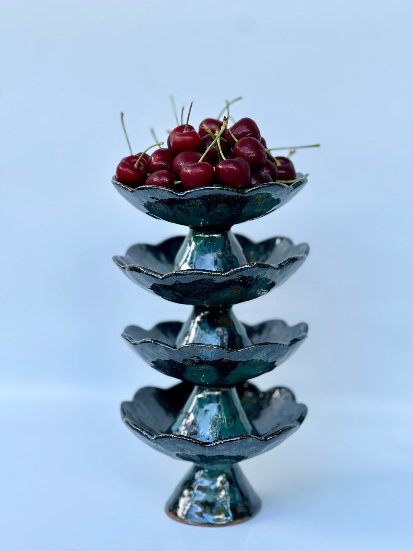 Dark Flower Pedestal Bowls