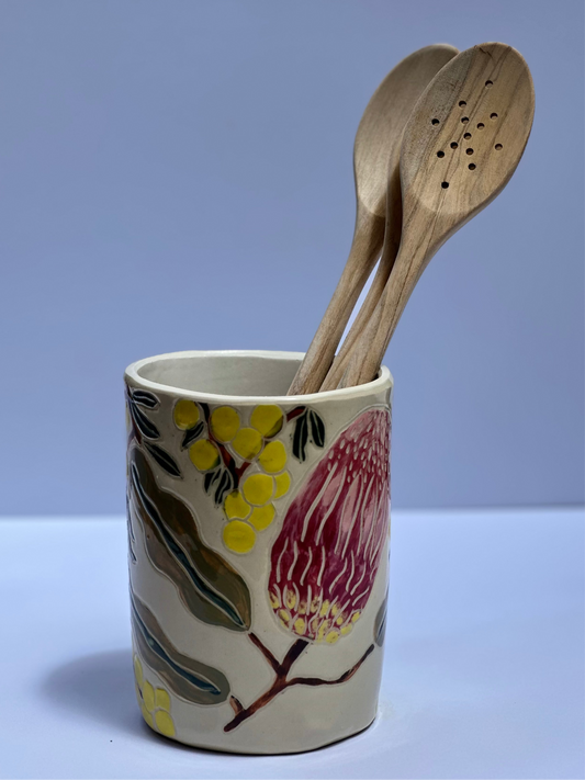 Australian Blooms Sgraffito Vase, Medium