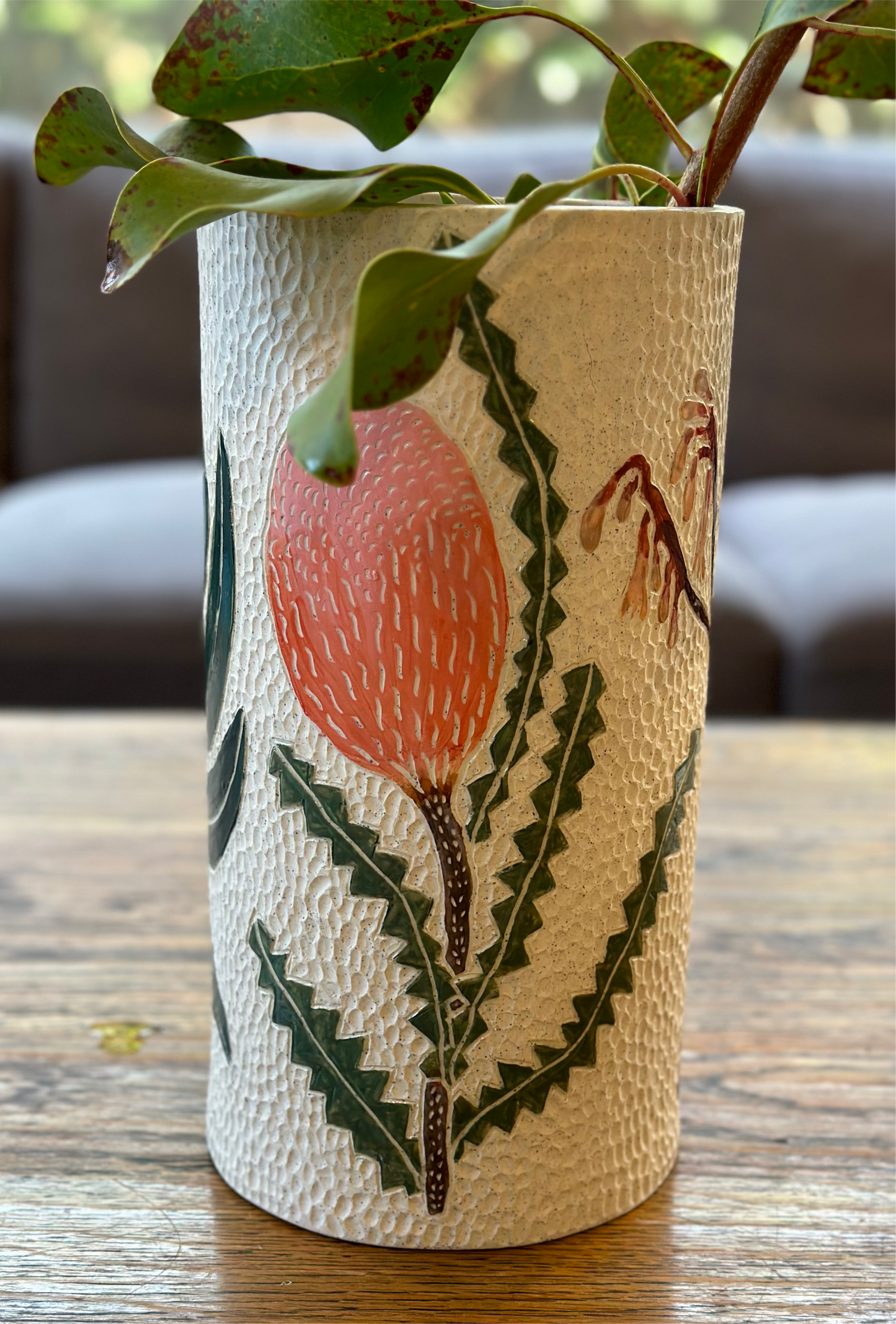 Australian Blooms Sgraffito Vase, Extra Large