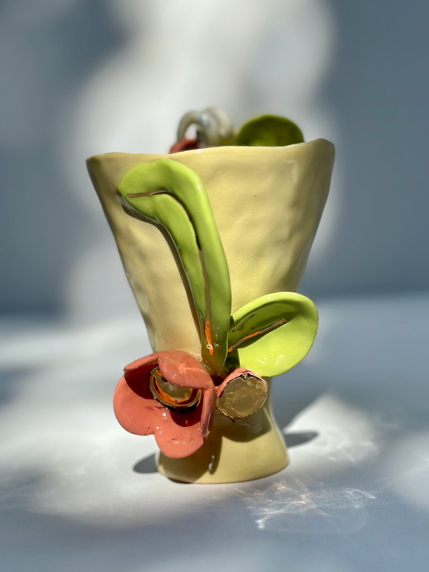 Gail, Yellow Tulip Trophy with Green Leaf Handles