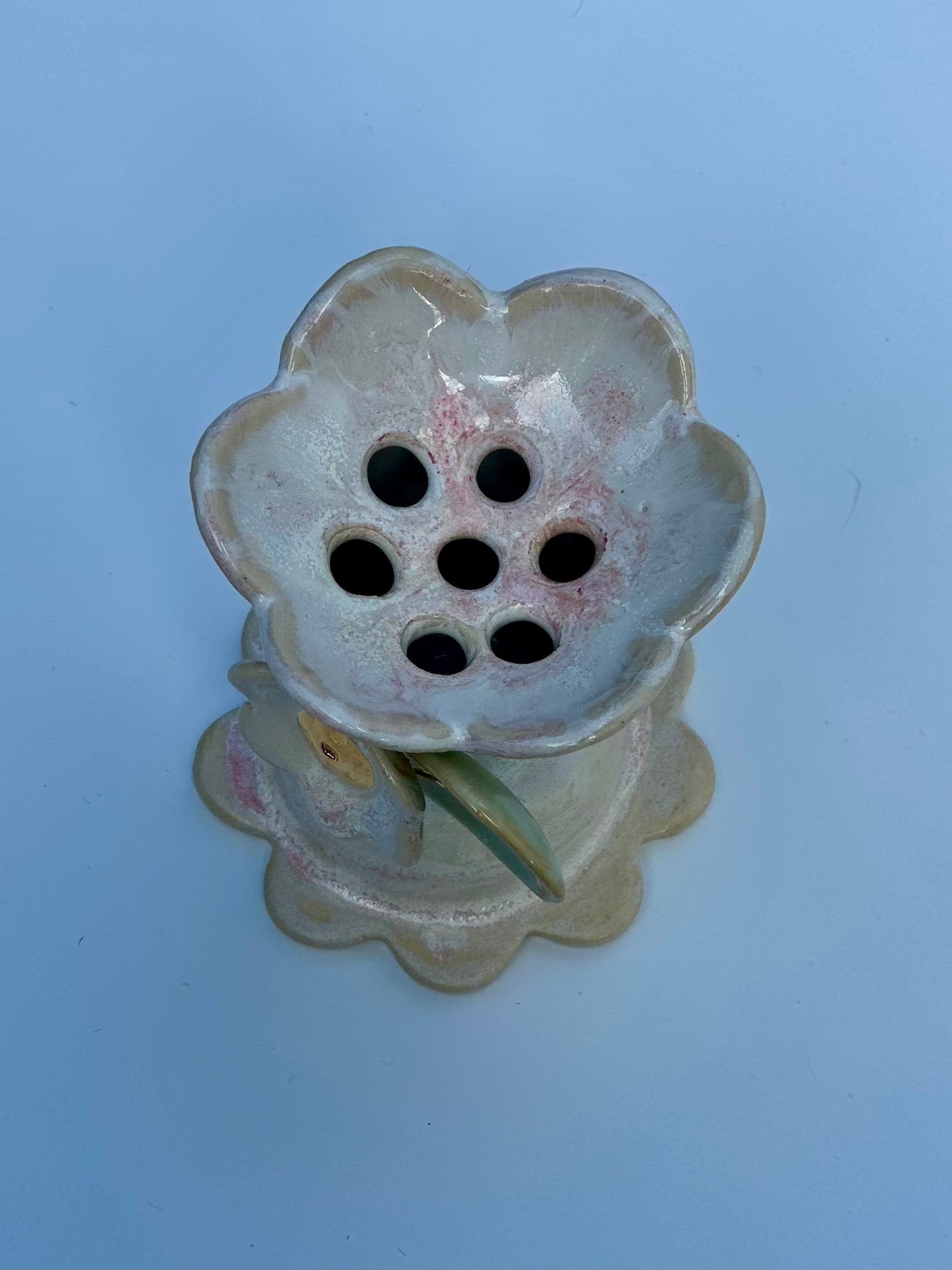 Cream and Pink Ikebana Flower Vase, Small
