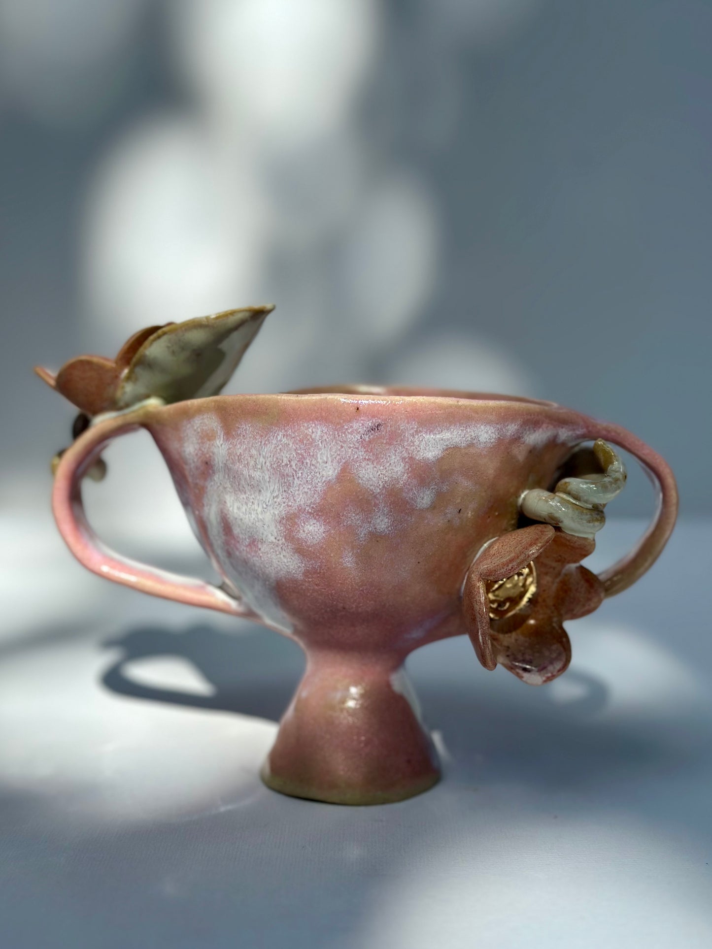 Jane, Pink and White Trophy with Lustered Blooms