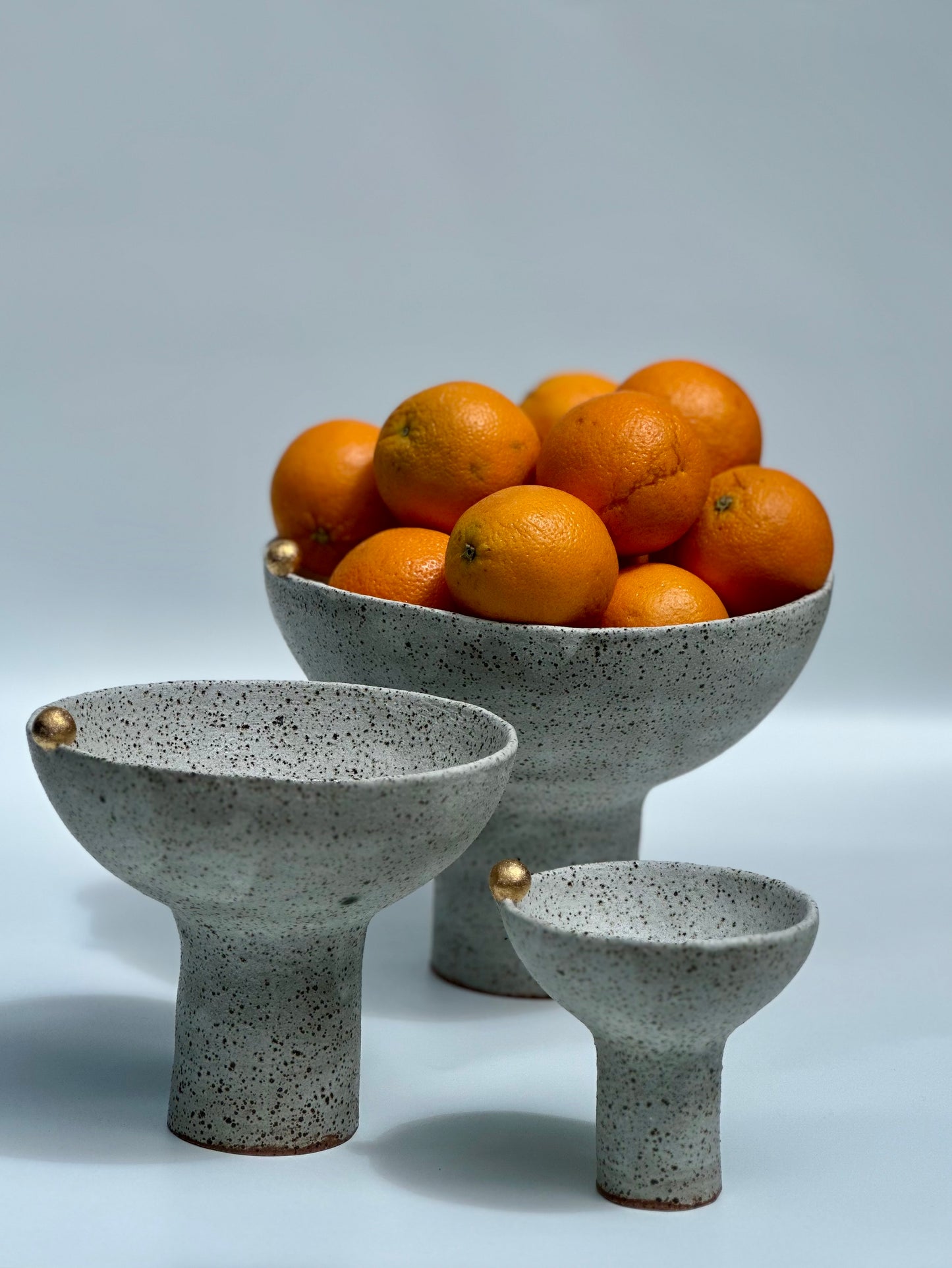 White Speckled Footed Bowl - One Gold Bauble