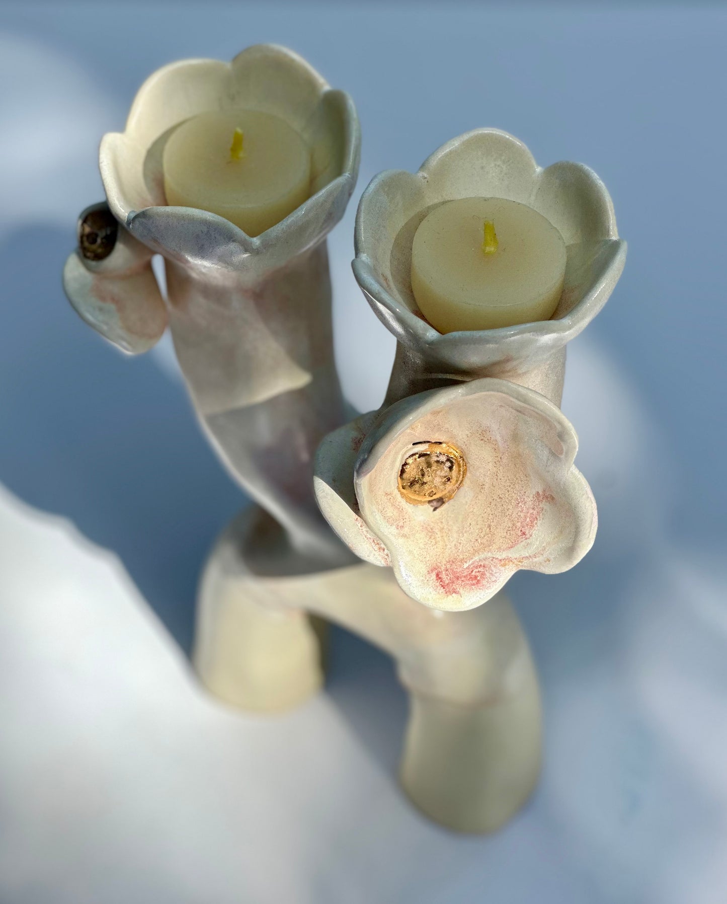 Flowers and Flame Vase, Peaches and Cream